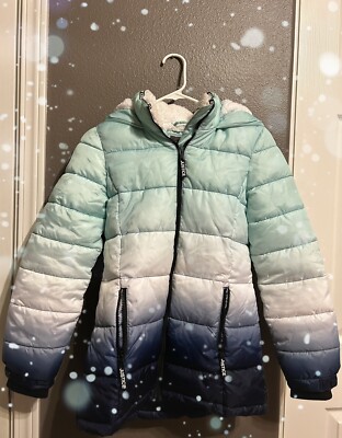 Justice Girls Puffer Jacket Hood/Ombré Winter Coat Size 12
