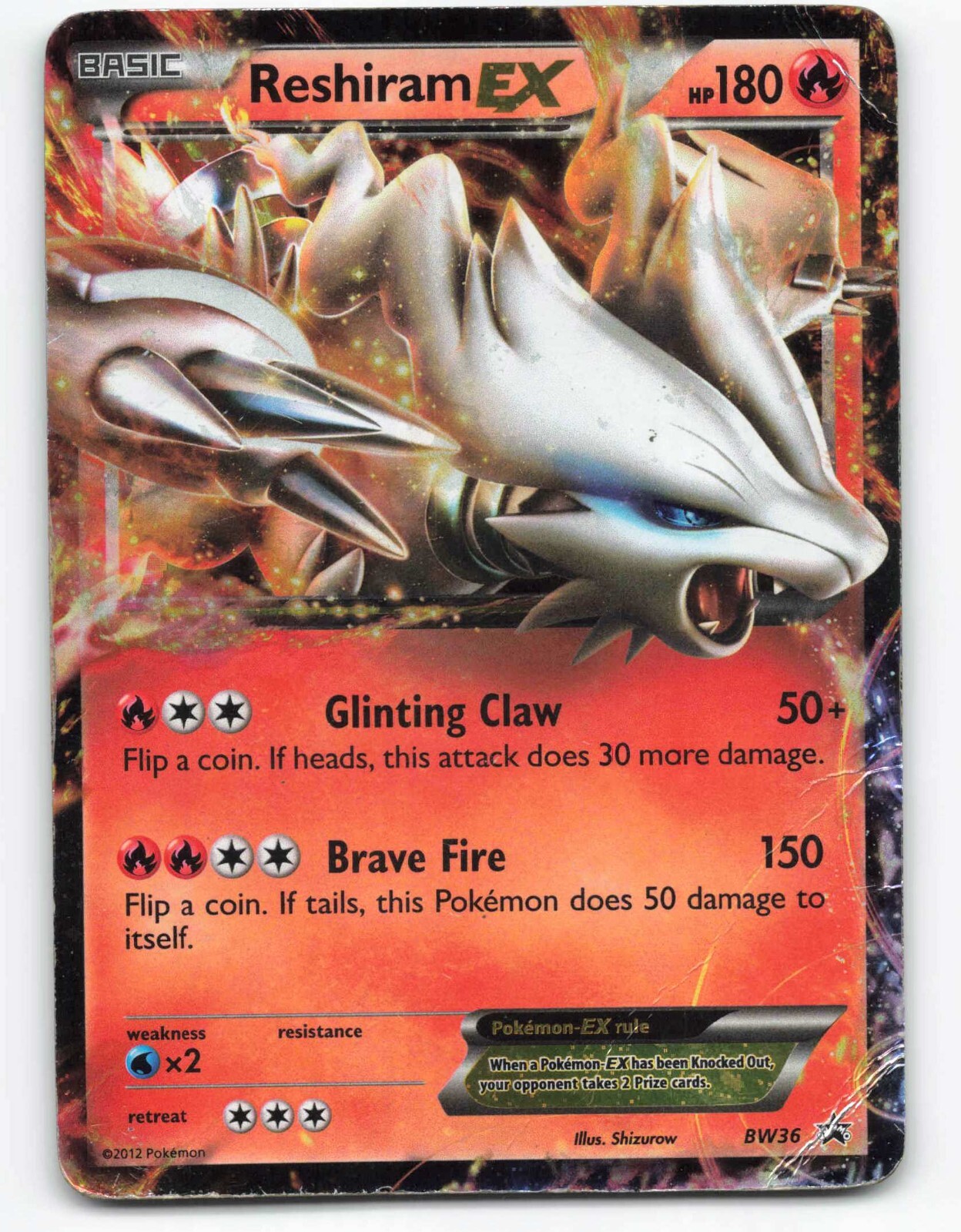 2012 Pokemon, Black & White Promos, #BW36 Reshiram EX, Holo 2012 Pokemon, Black & White Promos, #BW36 Reshiram EX, Holo