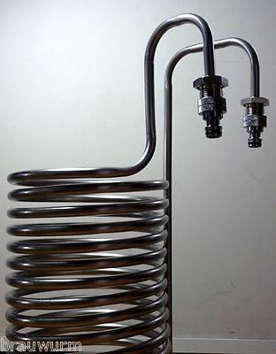EDELSTAHL WÜRZEKÜHLER + Gardena  für 50l BRAUMEISTER BRAUKESSEL