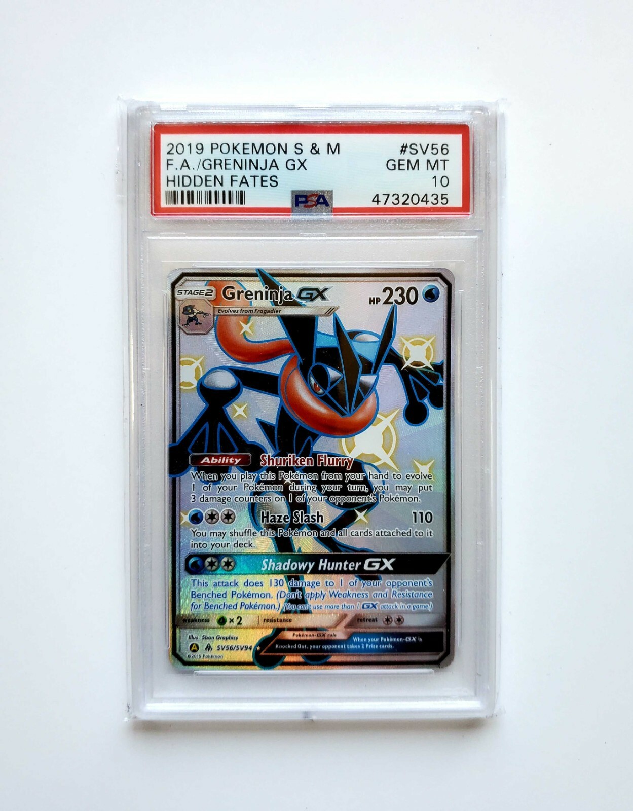 PSA 10 Greninja GX SV56 GEM MINT ,Shiny Vault Holo Sun PSA 10 Greninja GX SV56 GEM MINT ,Shiny Vault Holo Sun