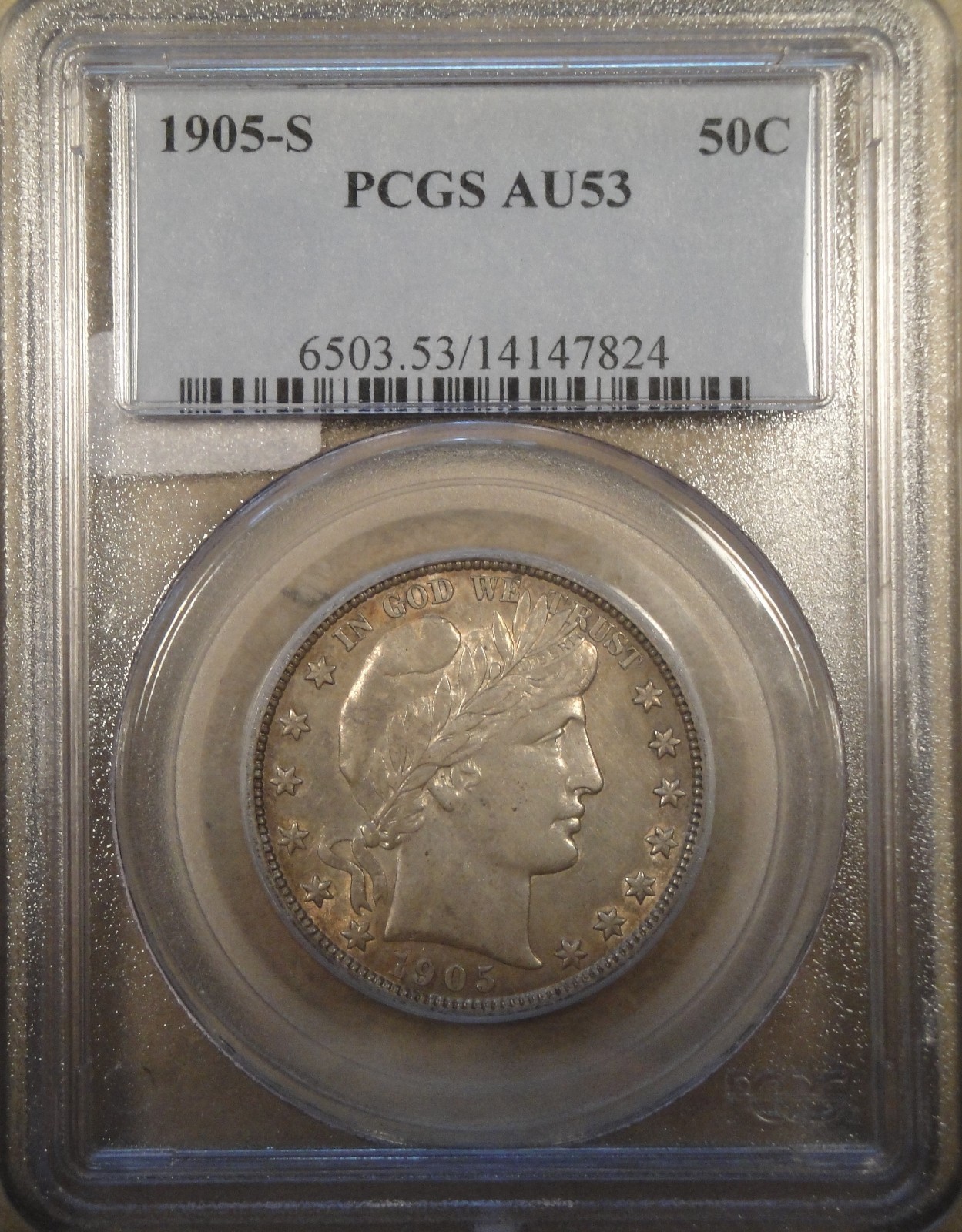 1905-S Barber Half Dollar PCGS AU53