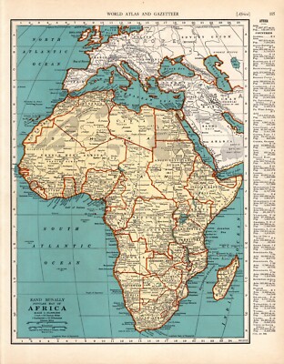 1938 Vintage Africa Map Antique Atlas Map of Africa Gallery Wall Decor #1865