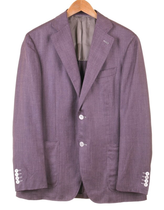 Canali Kei Denim Purple Woven SILK LINEN WOOL Sport Coat Jacket Blazer 40 R