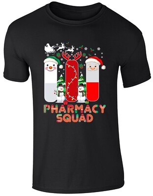 Pharmacy Squad Merry Christmas T-Shirt Funny Santa Tablets Xmas Unisex Tee Top