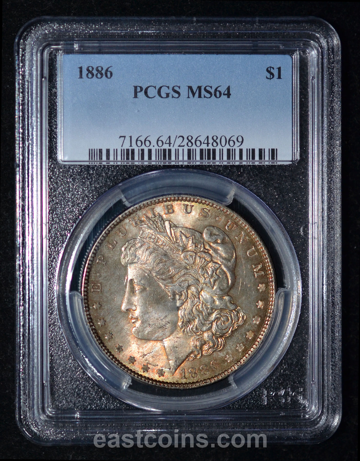 PCGS MS64 1886-P Morgan Dollar toned both side sku8069
