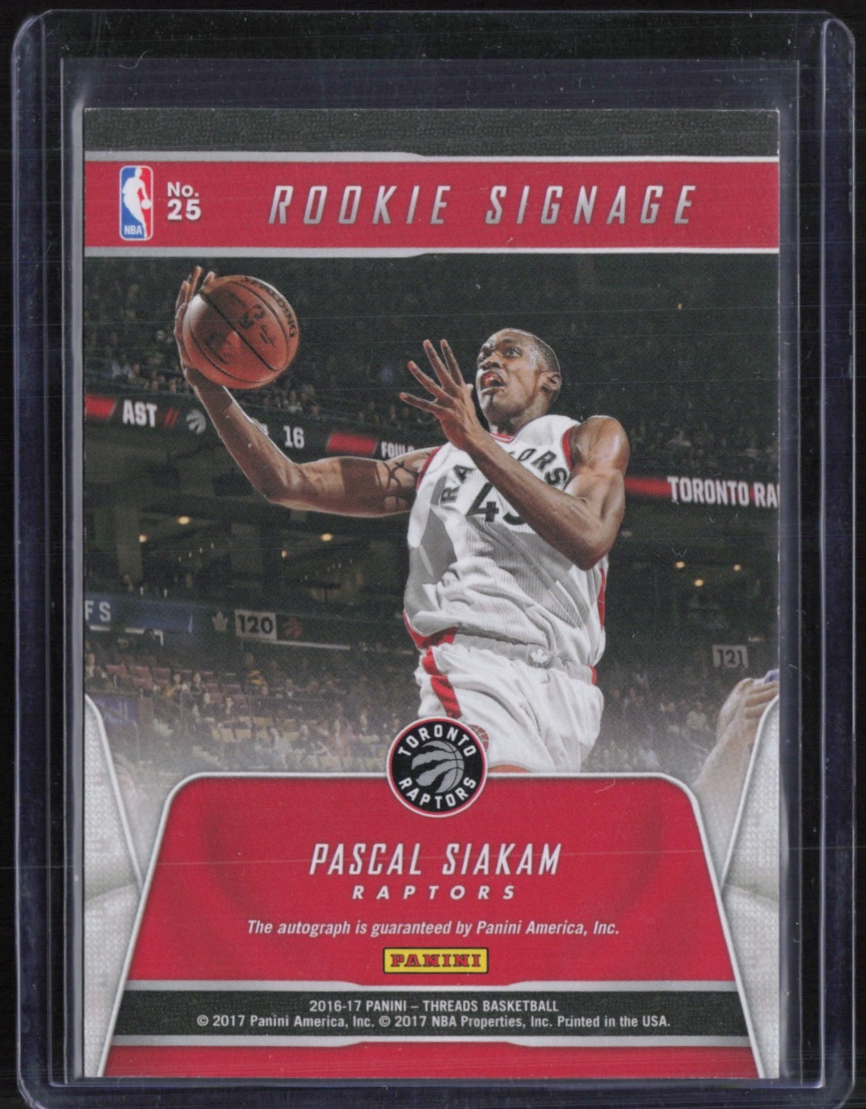 2016 Panini Threads Signatures #35 Pascal Siakam 72/199 Auto Autograph RC Rookie