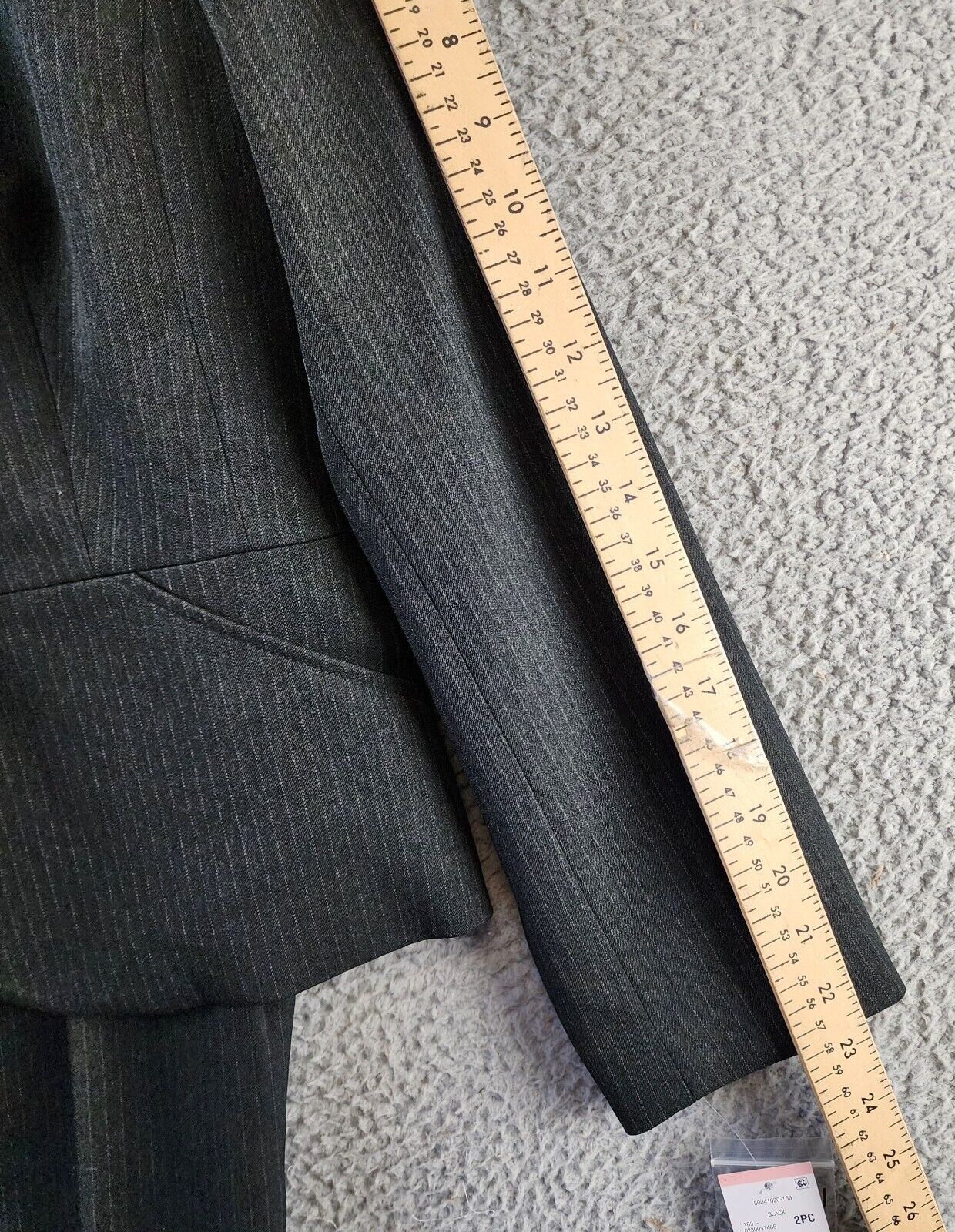Le Suit Petite Two-Button Pinstriped Pantsuit Women's 10P Black Single Breasted - Picture 10 of 18