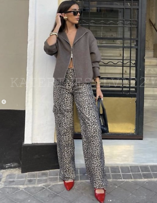 ZARA NEW WOMAN SS24 LEOPARD ZW COLLECTION ANIMAL PRINT TROUSERS REF:2183/045