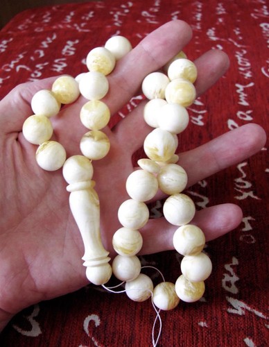 90G Baltic Amber Islamic Muslim Rosary Prayer White Butterscotch