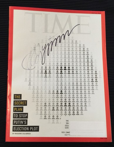 VLADIMIR PUTIN RUSSIAN PRESIDENT SIGNED TIME MAGAZINE JSA Authenticated RARE !