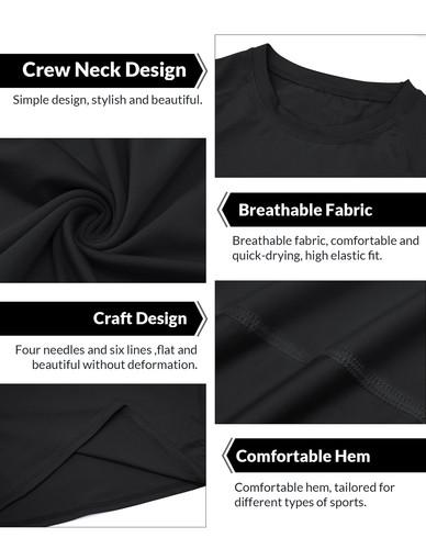 Men's UPF 50+ Swim Shirt slim Compression Shirts Short Sleeve Compression