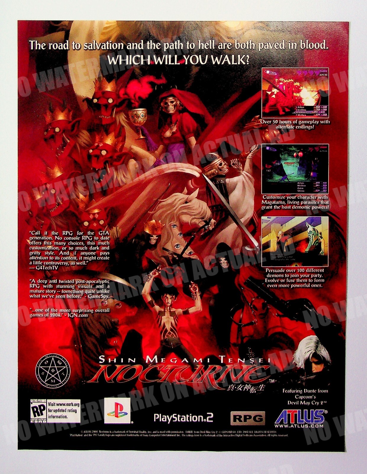 Shin Megami Tensei Nocturne ATLUS PS2 RPG Print Magazine Ad