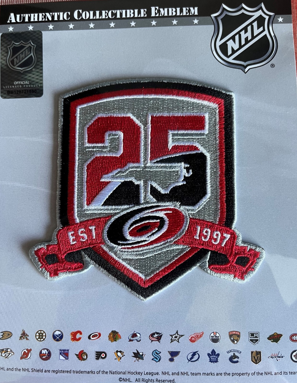 CAROLINA HURRICANES 25TH ANNIVERSARY PATCH CREST STYLE
