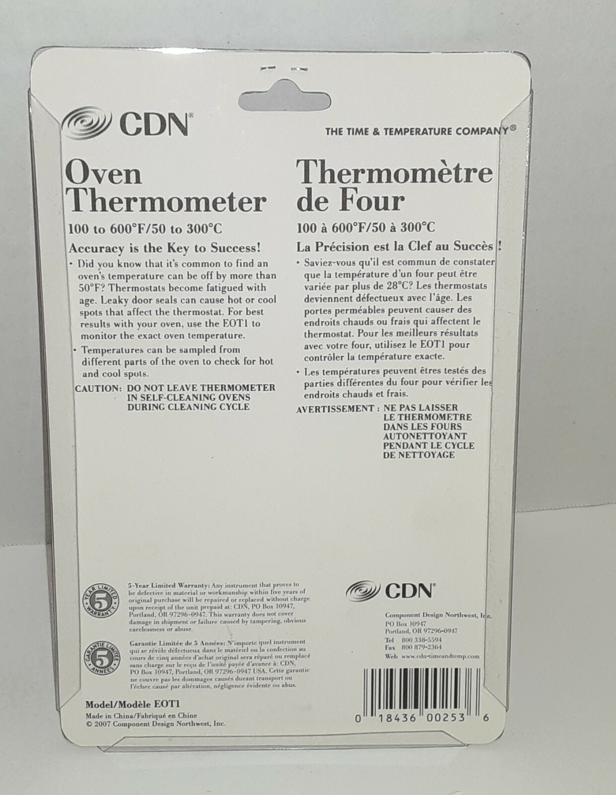 CDN High Heat Oven Thermometer Temperature Test Kitchen Easy Read - EOT1 **NEW**
