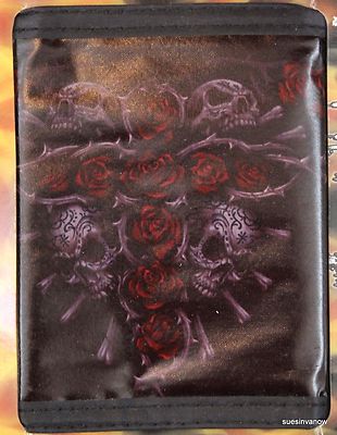 Gothic Trifold Wallet Death Rider on Rose cross with Skulls by ALCHEMY 