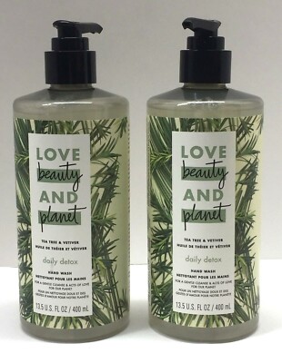 2 Bottles Love Beauty And Planet Hand Wash Soap 13.5OZ EACH Tea Tree & Vetiver