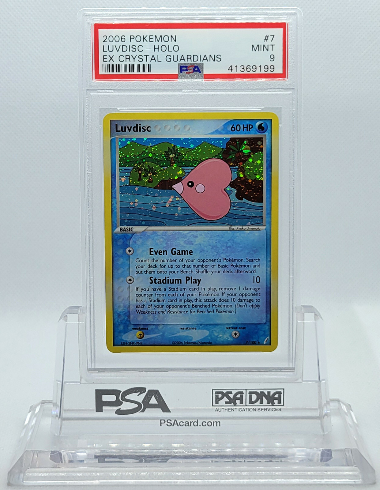 Pokemon CRYSTAL GUARDIANS LUVDISC #7 HOLO FOIL CARD PSA 9