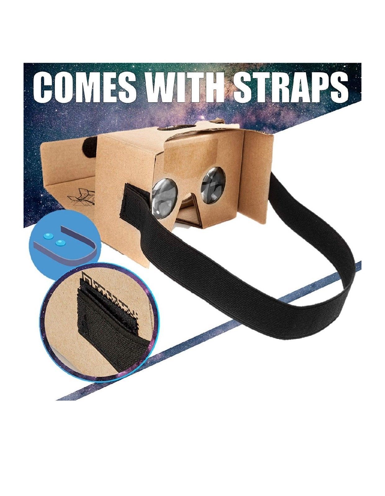 D-scope Pro Google Cardboard Kit with Straps 3D Virtual Reality fits up to 6