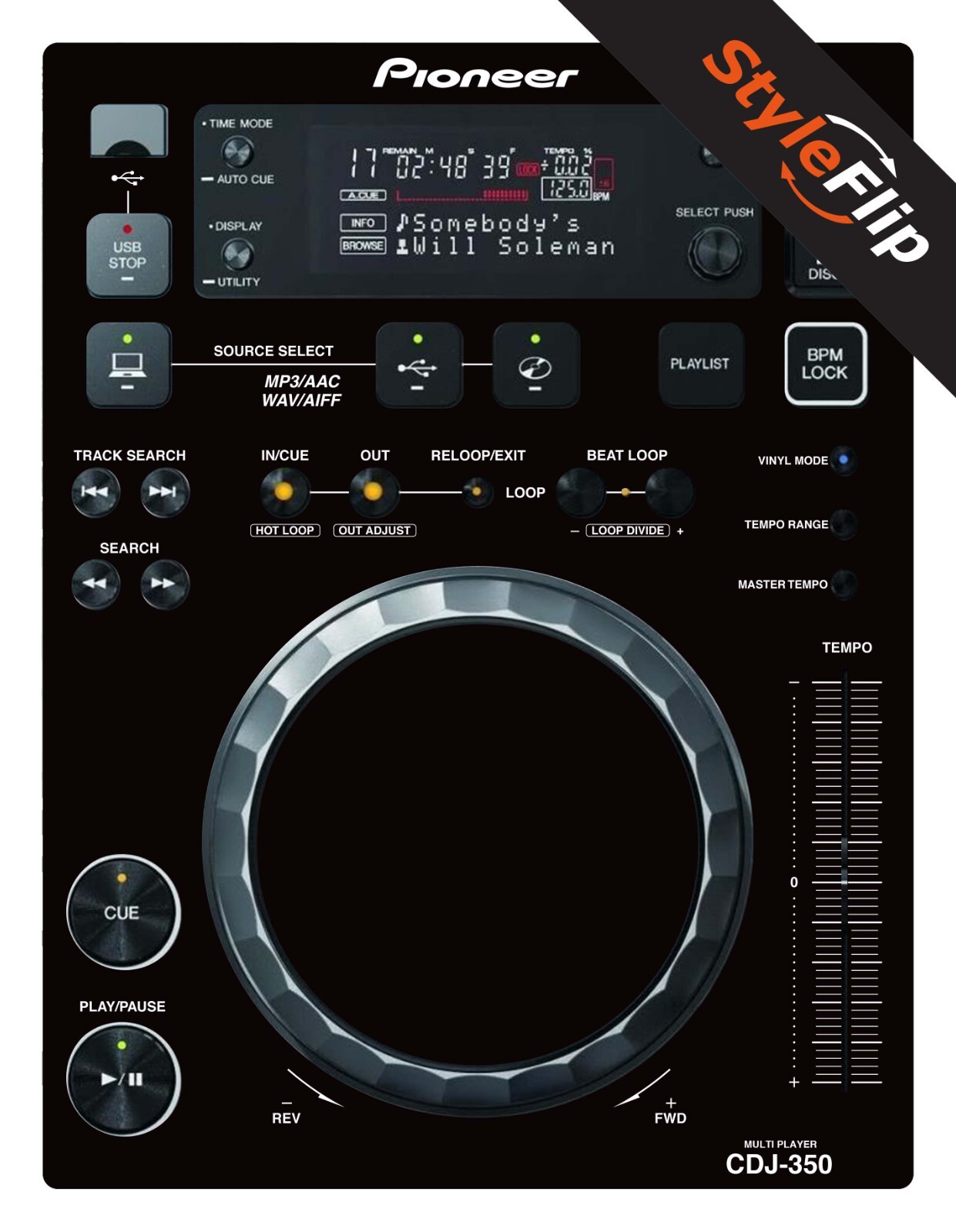 【こうき】Pioneer CDJ-350 Pioneer CDJ-350 Skin | Color Black | Protective Decal