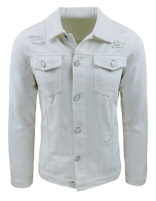 Giubbotto jeans uomo Denim bianco casual giacca primaverile slim fit da L a XXL