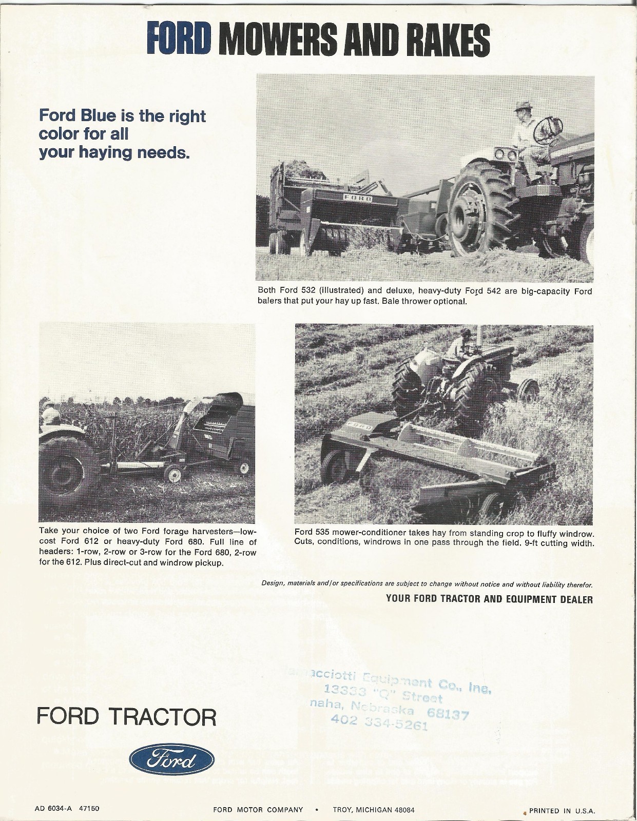 Ford Mowers & Rakes Sales Brochure