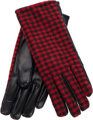 Collection 18 Faux Leather Buffalo Plaid Gloves L NEW (31)