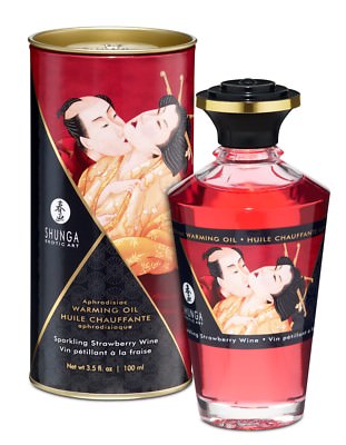 Shunga Aphrodisiac Warming Massage Oil 3.5oz - Sparkling Strawberry Wine