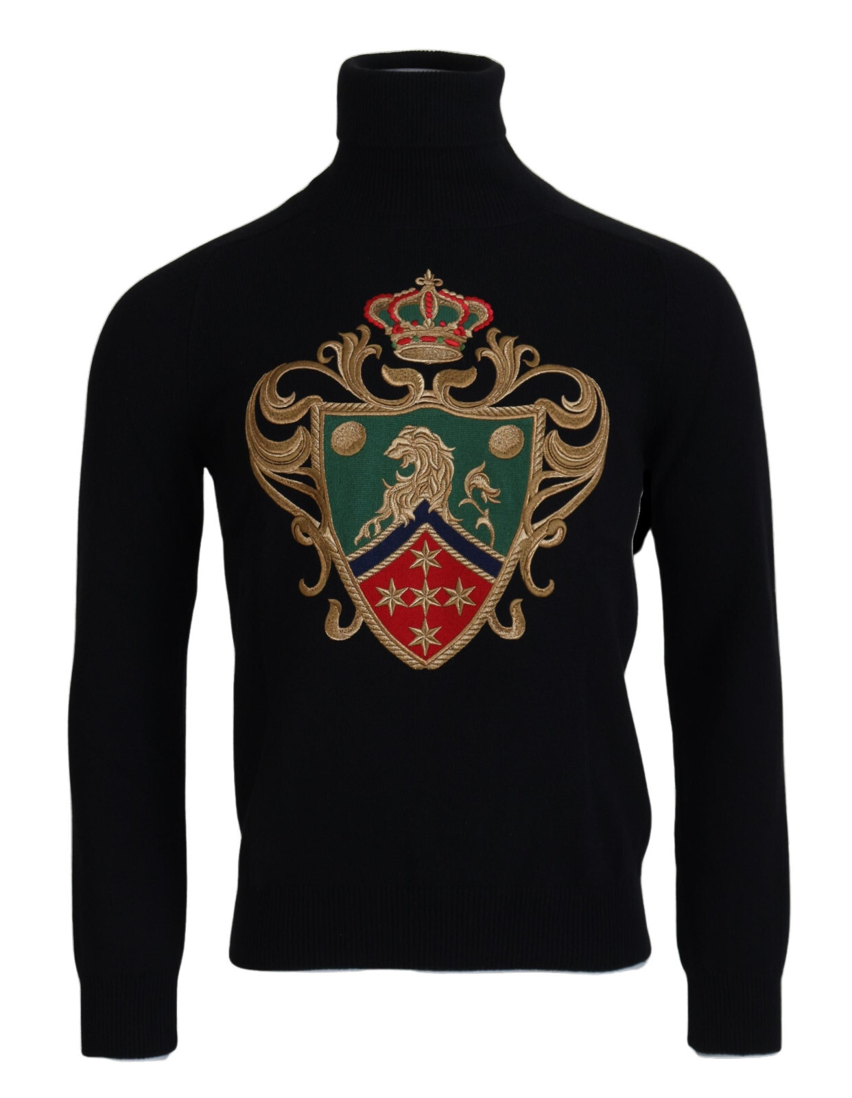

DOLCE - GABBANA Свитер Черная Кашемировая Водолазка с Короной IT54 / US44 /XXL 1700usd, Черный