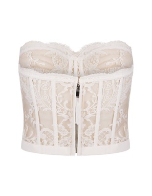 Pre-owned Alexander Mcqueen White Lace Corset Top 42 It