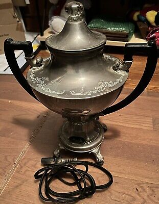Vintage Manning And Bowman Company Coffee Pot Maker Silver Antique Electric