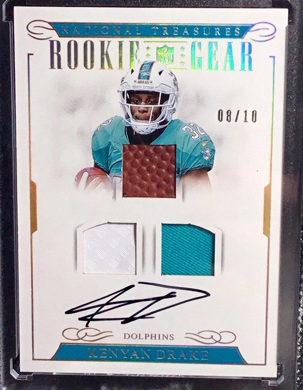 Kenyan Drake 16 Panini National Treasure Rookie Gear Patch Auto Sp 10 Dolphins Ebay