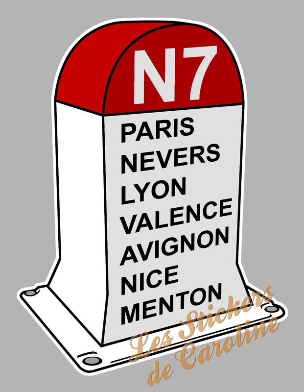 Rn7 Sticker Autocollant Route Nationale 7 Borne Kilometrique 12cm Na033