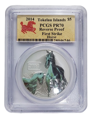 TOKELAU YEAR OF THE HORSE 銀貨2014 SILVER 2014 Tokelau $5 Year of The Horse Reverse Proof PCGS PF70