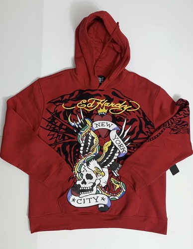 Ed Hardy パーカー barebear Ed Hardy Eagle Skull Snake New York Hoodie size XL Pullover