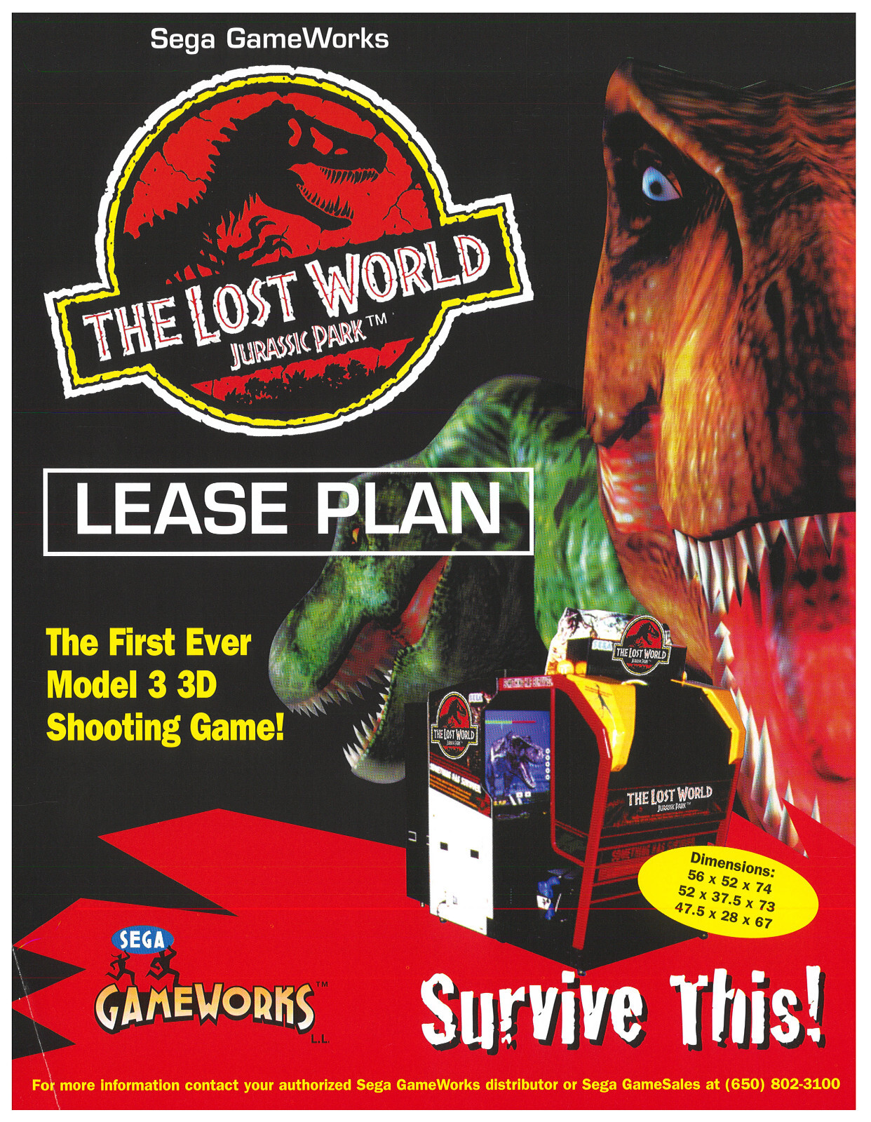 The Lost World Jurassic Park Sega Gameworks Video Arcade