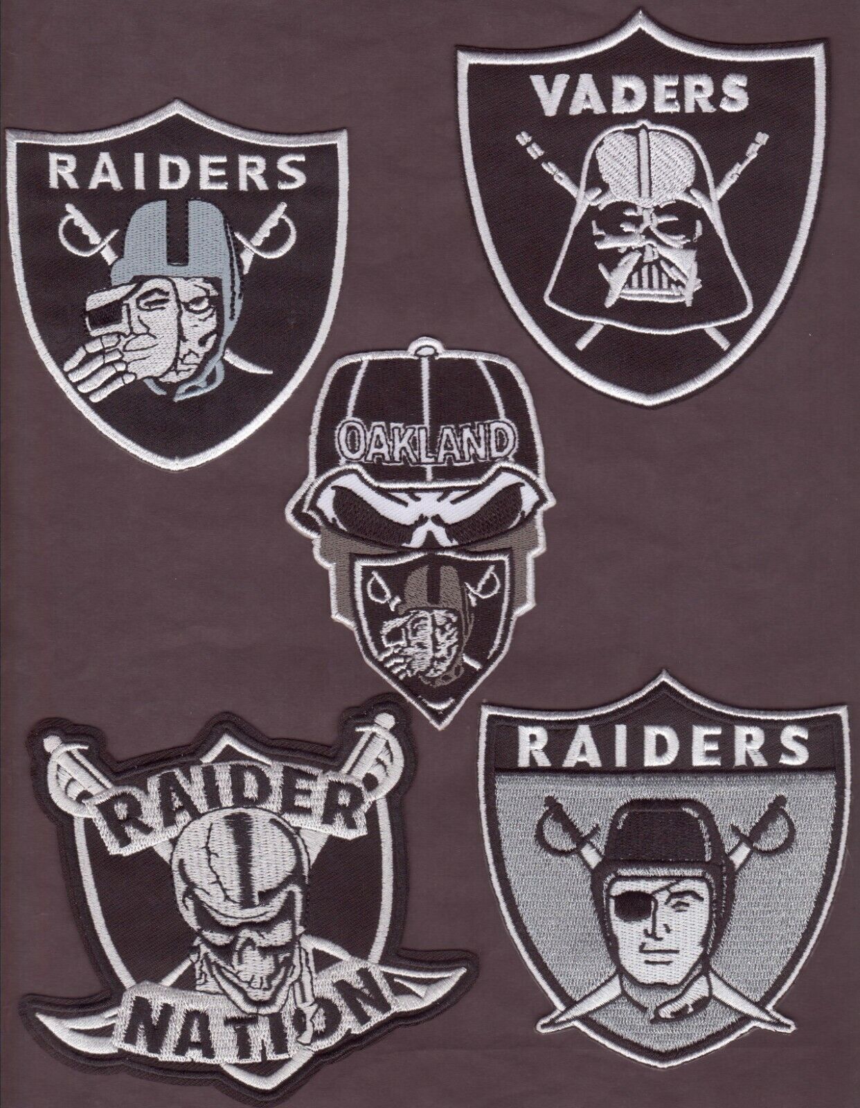 Oakland, LA, Las Vegas RAIDERS Patches SUPER COOL x 5 w/Free