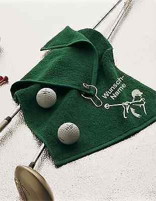 Golftuch BESTICKT mit Namen + stilisiertem Golfer - Golf Handtuch personalisiert