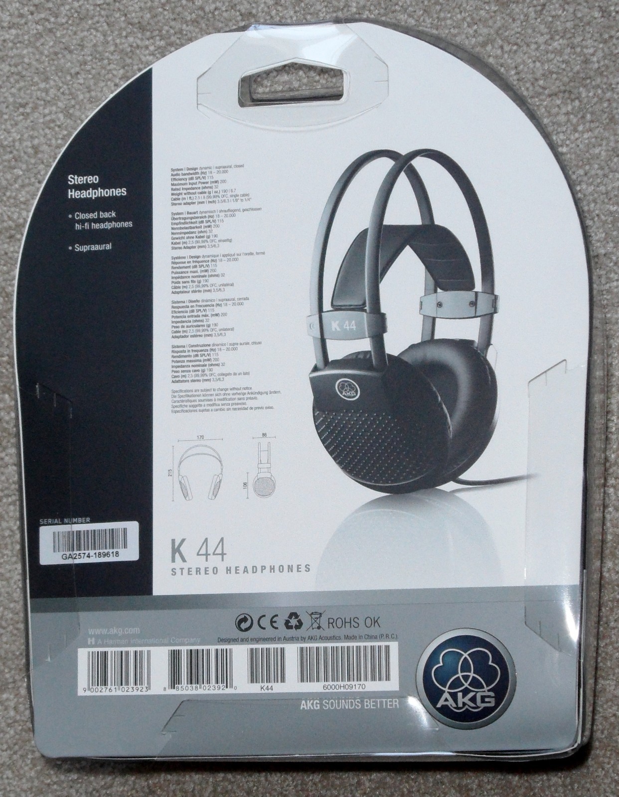 AKG K 44 Headband Headphones - Black