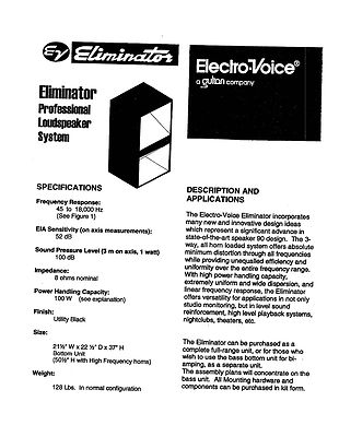 Electro Voice Eliminator Sub①カスタム品１本 Electro Voice Eliminator Sub②1本カスタム品 - メルカリ