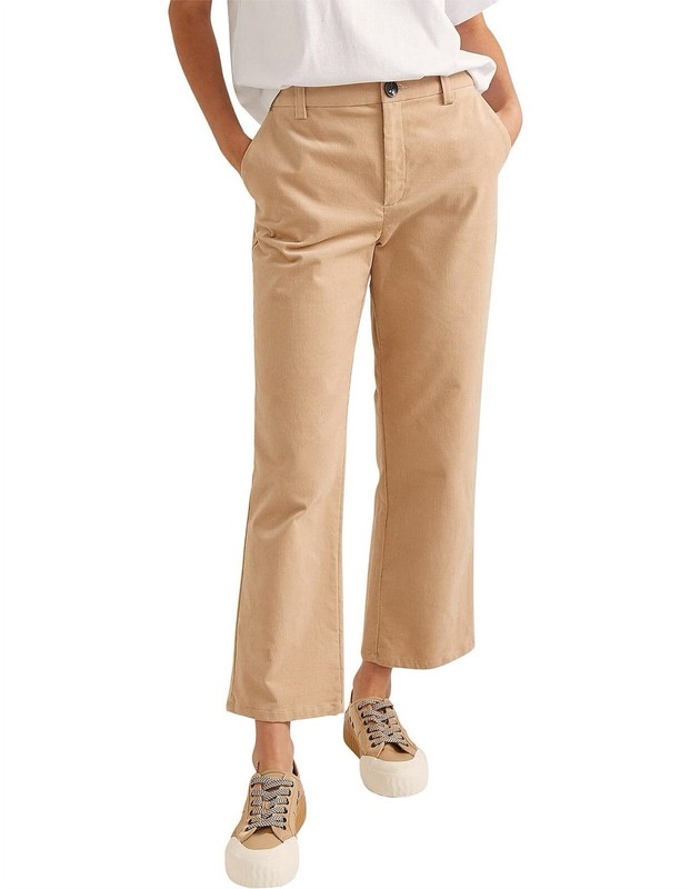Sportscraft Lisette Cord Corduroy Straight Leg Pants In Camel Tan Sz 14 Rrp$170