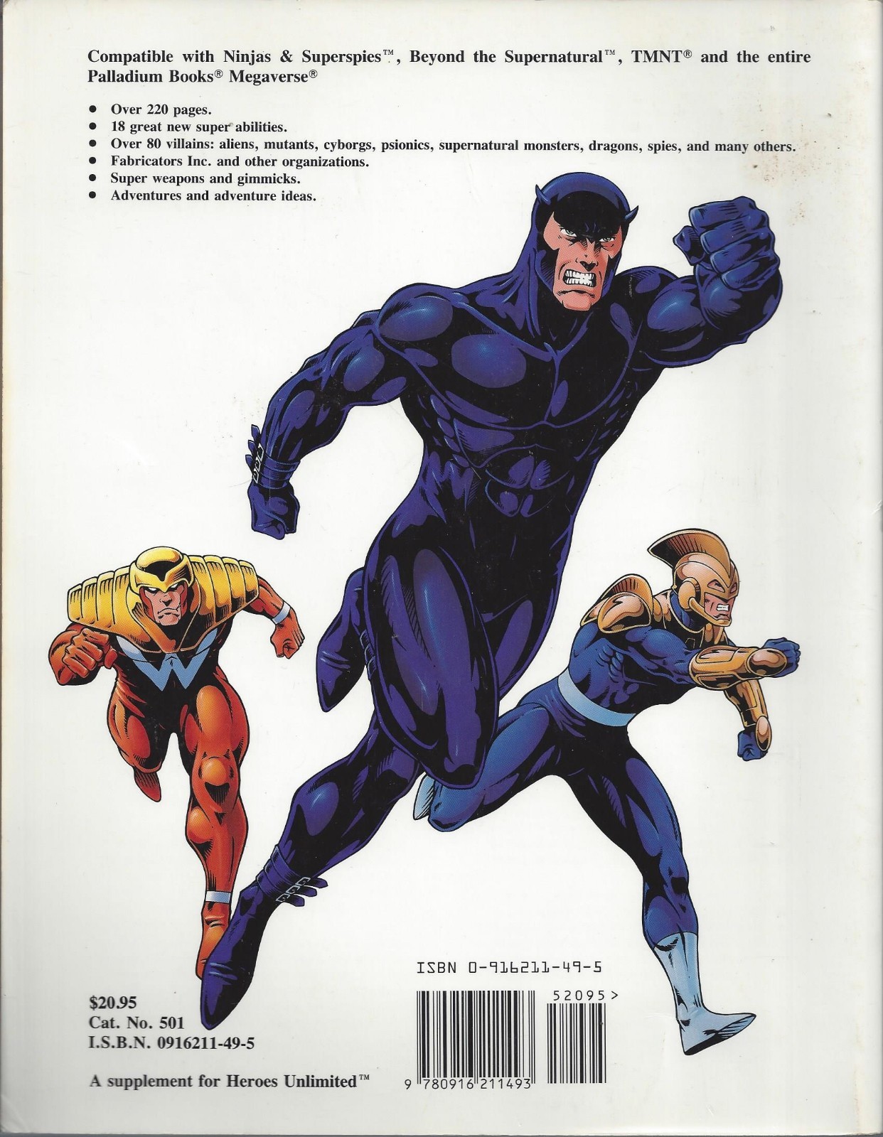 Heroes Unlimited RPG Villains Unlimited Supplement  SC  USED  PAL 501