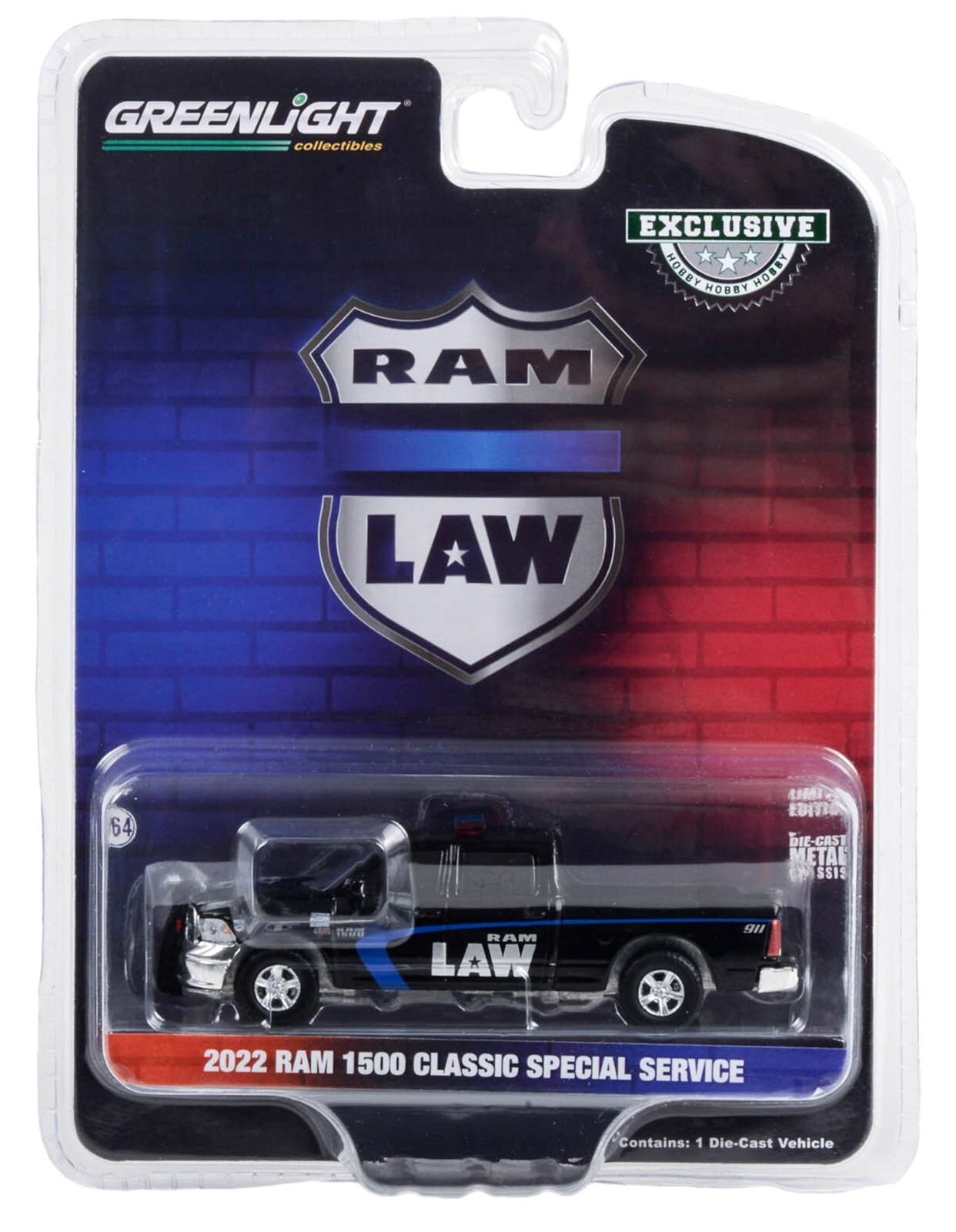 1:64 GreenLight *HOT PURSUIT RAM LAW* 2022 RAM 1500 Police