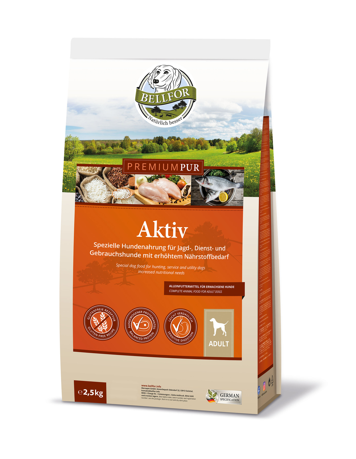Bellfor Hundefutter Trocken mit Huhn Reis Fisch Für Adult Hunde Alle Rasse 2,5kg