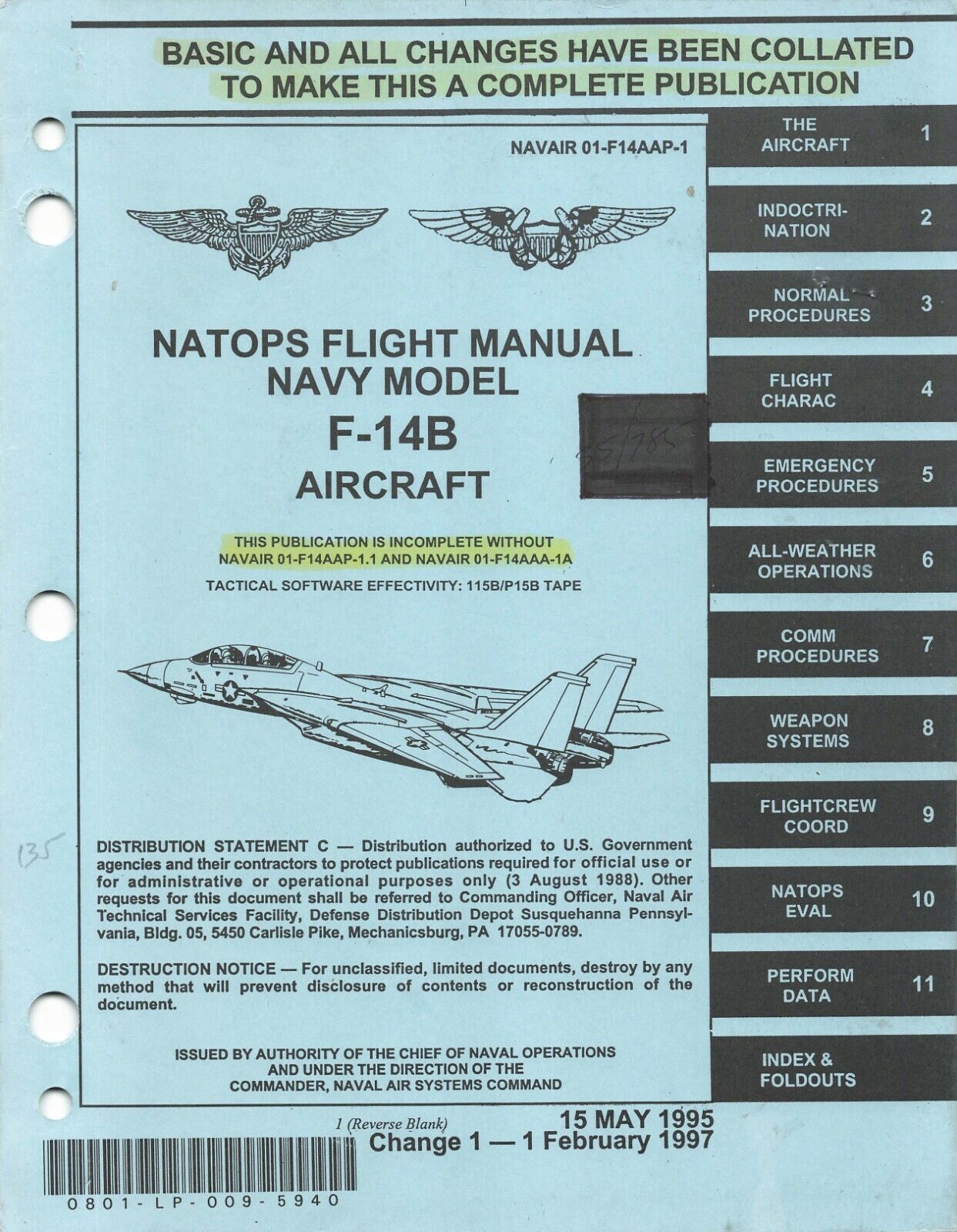 F-14B Tomcat 1997 NATOPSS Flight Manual Pilot's Handbook F-14B Tomcat 1997 NATOPSS Flight Manual Pilot's Handbook