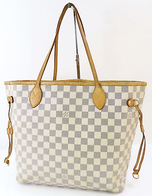 Authentic LOUIS VUITTON Neverfull MM Damier Azur Tote Bag Purse 54002