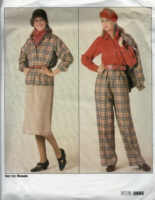 Misses 4 Piece Pants, Skirt, Top, Jacket Vogue Pattern #0995 Sizes 8-12 Uncut 