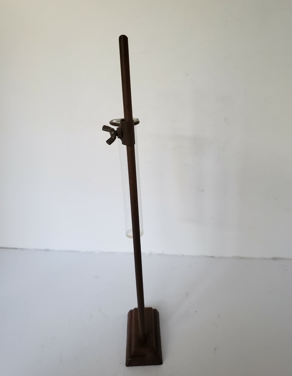 Antique Cast Iron Test Tube with Beaker Glass Lab Chemistry Stand Science