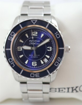 seiko fifty five fathoms automatic blue dial men's watch