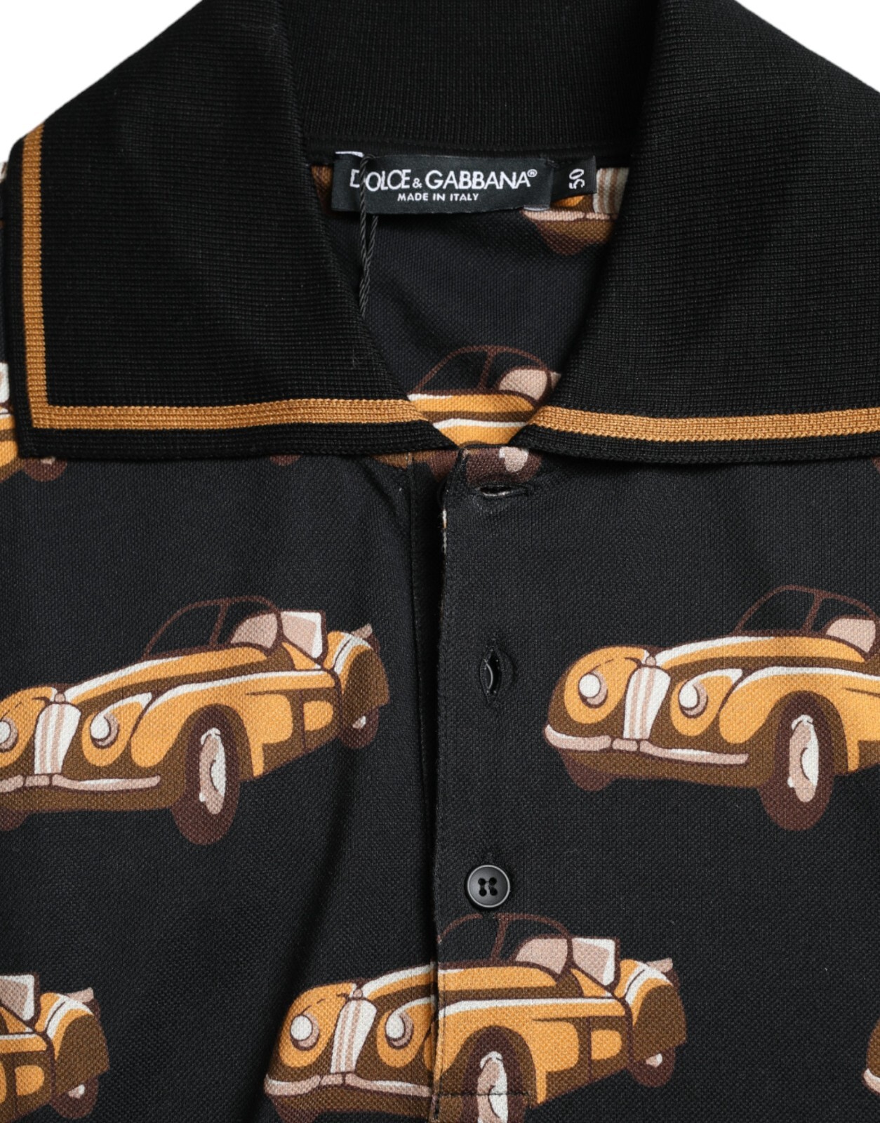 Pre-owned Dolce & Gabbana T-shirt Black Car Print Short Sleeve Polo Men It48/us38/m 670usd