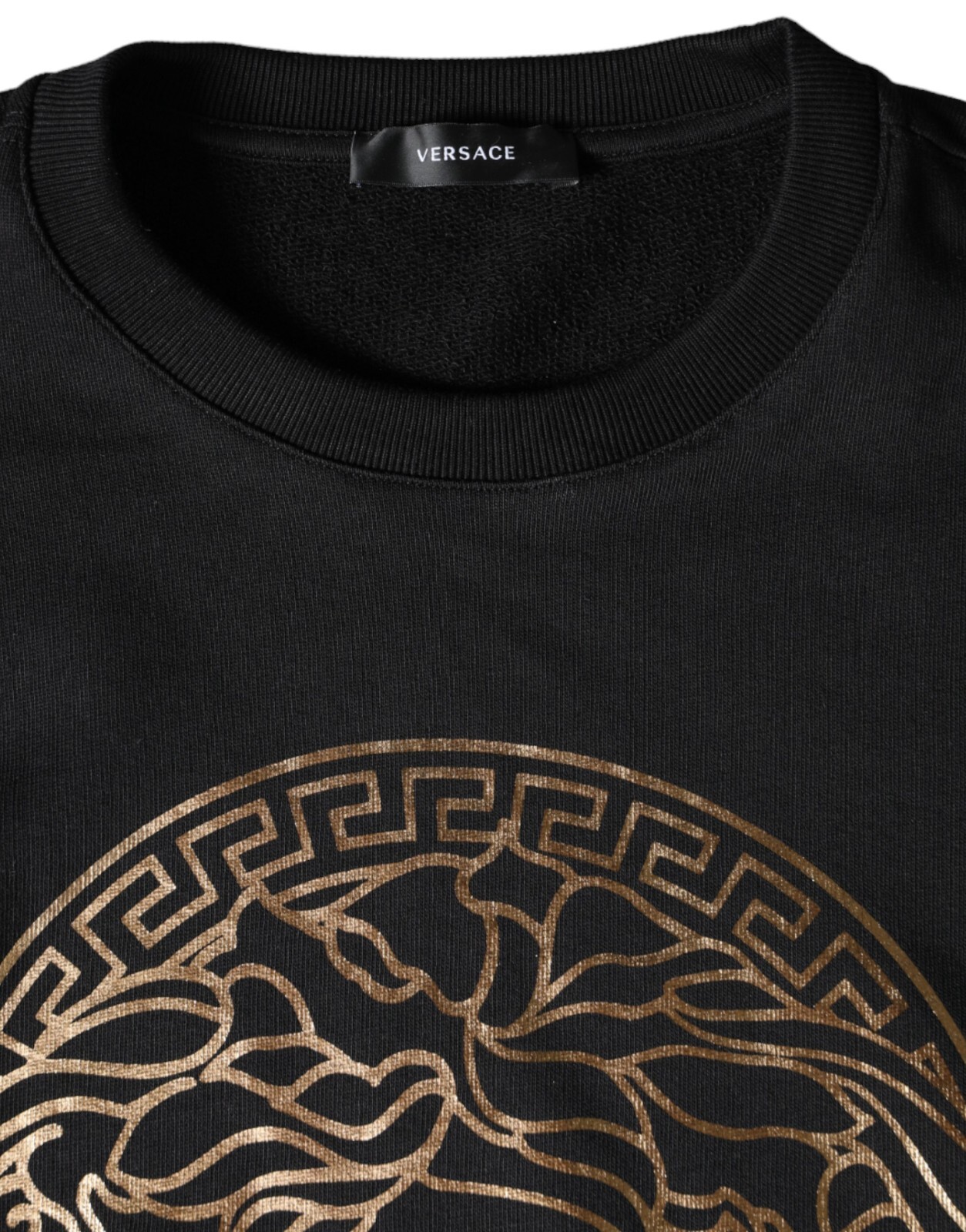 Pre-owned Versace Sweater Black Medusa Fleece Cotton Crew Neck Sweatshirt S.xl Rrp 1260usd